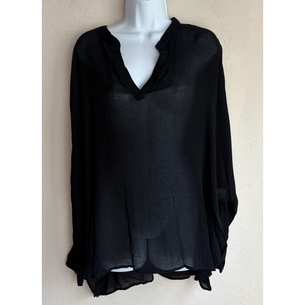 Nation LTD Oversized Black Tunic Top O/S Relaxed Flowy Minimalist Slouchy Goth